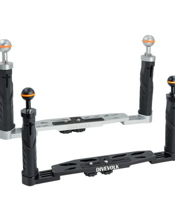 DIVEVOLK Dual Handle Tray for smartphone underwater housing, compact camera housing, action camera, Gopro, DJI Action, Insta360